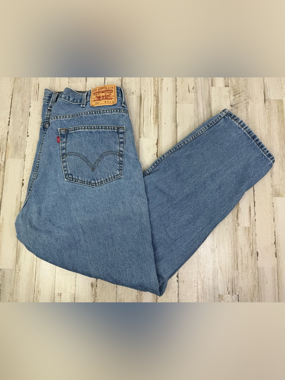 Vintage Levis 550 Pants Jeans Men 42x31 Denim Stretch Blue Straight